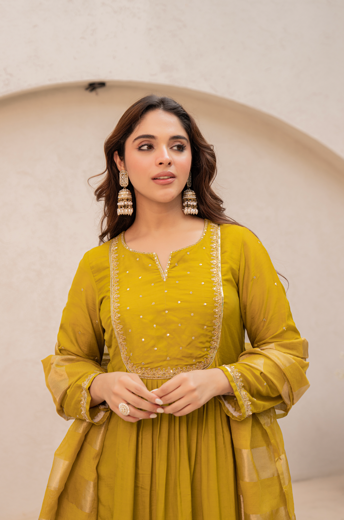 Mustard Bloom Mulberry Silk Suit Set