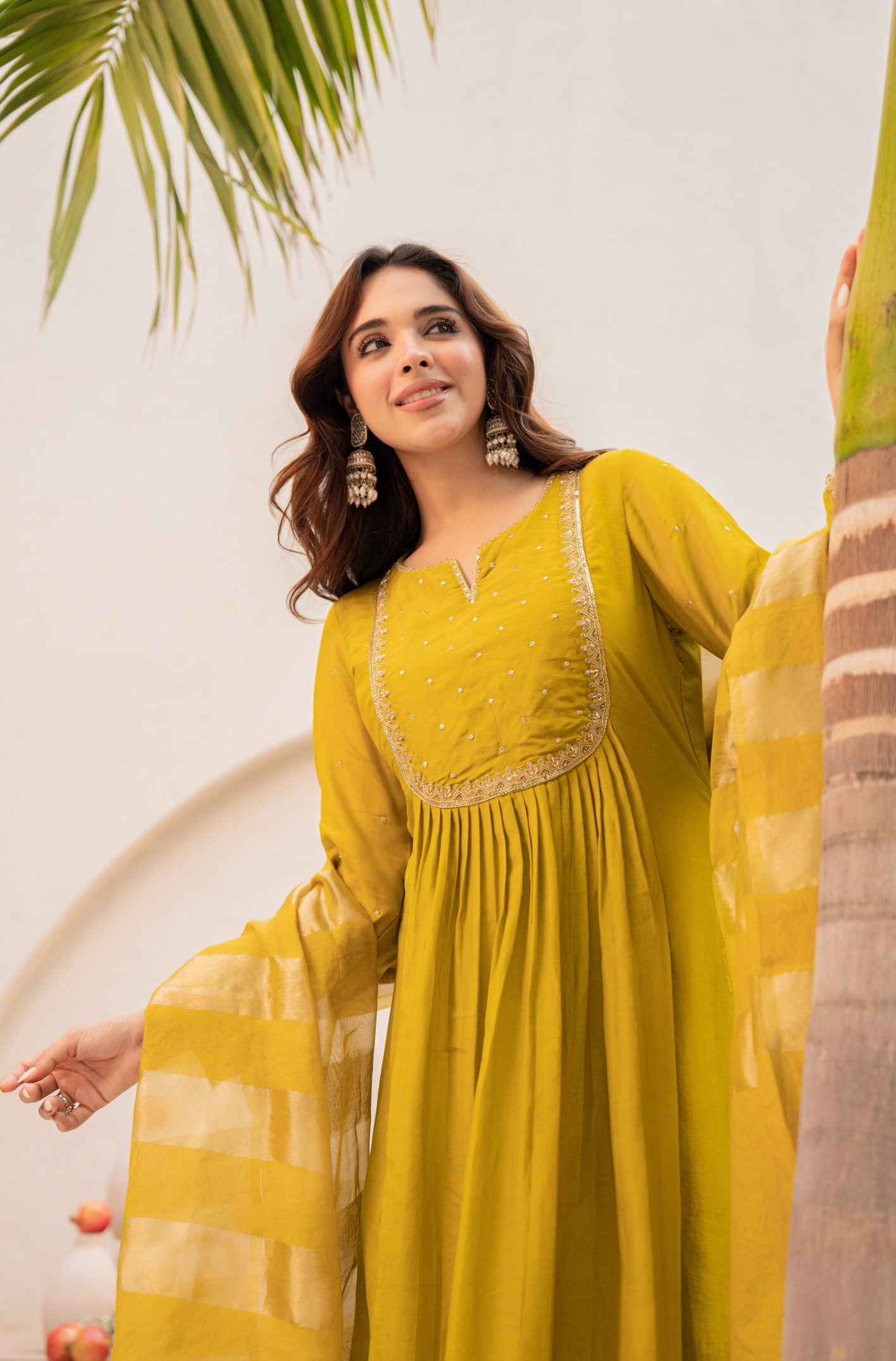 Mustard Bloom Mulberry Silk Suit Set