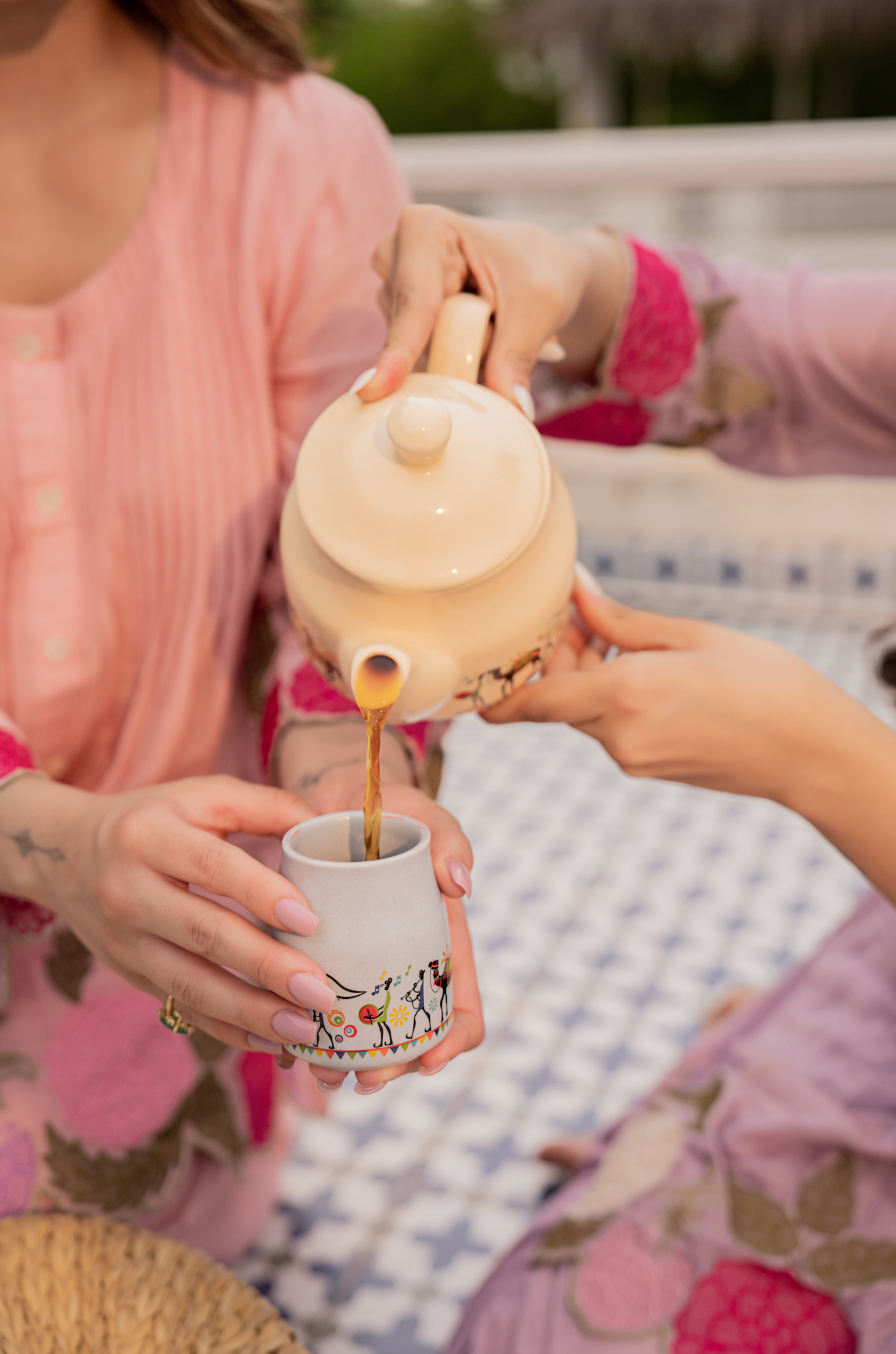 Peach Bloom Mul Chanderi Set