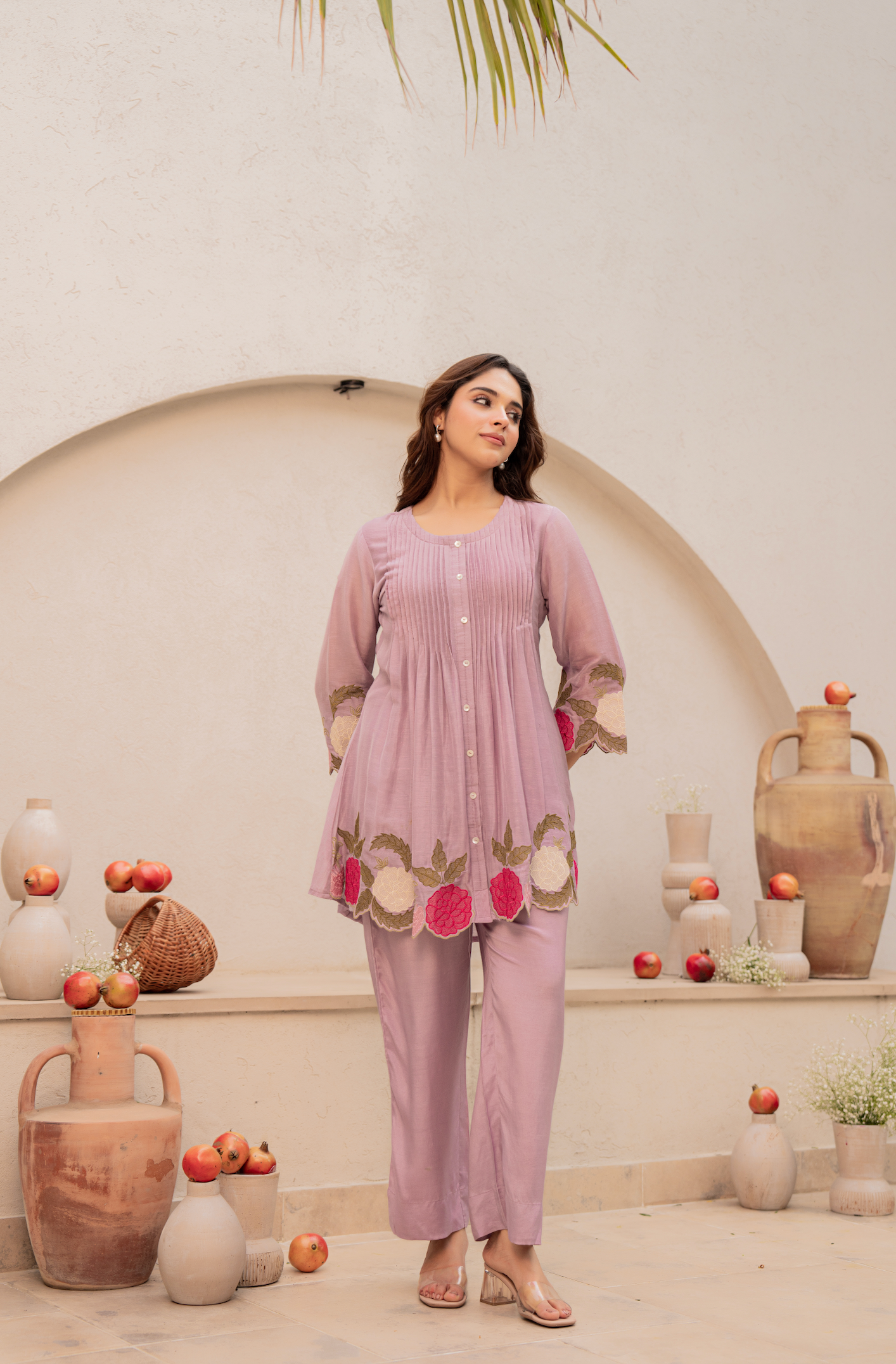 Blush Fern Mul Chanderi Set
