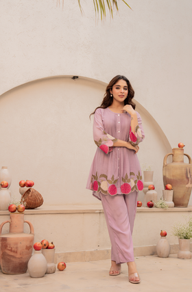 Blush Fern Mul Chanderi Set