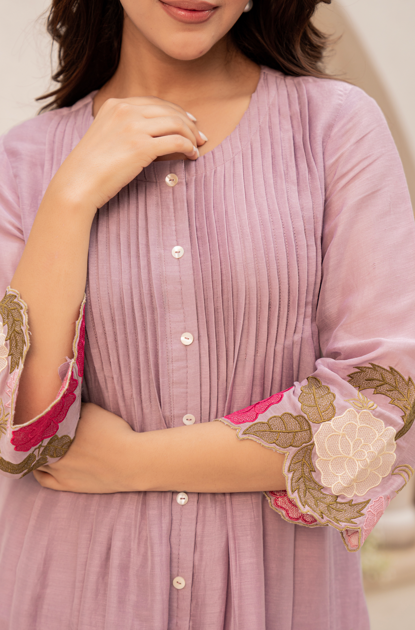 Blush Fern Mul Chanderi Set