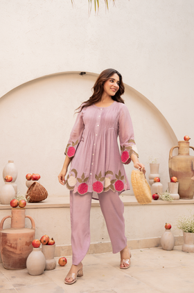 Blush Fern Mul Chanderi Set
