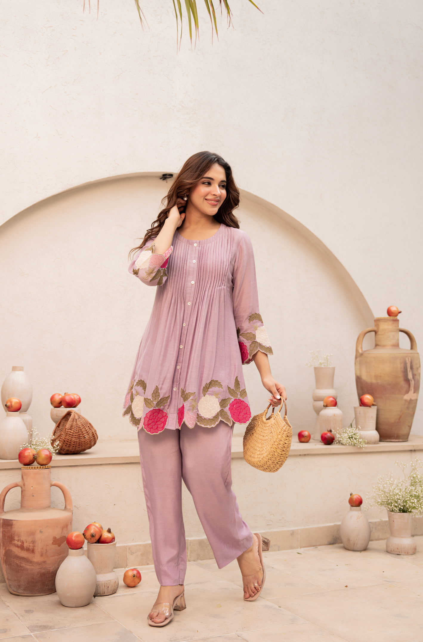 Blush Fern Mul Chanderi Set