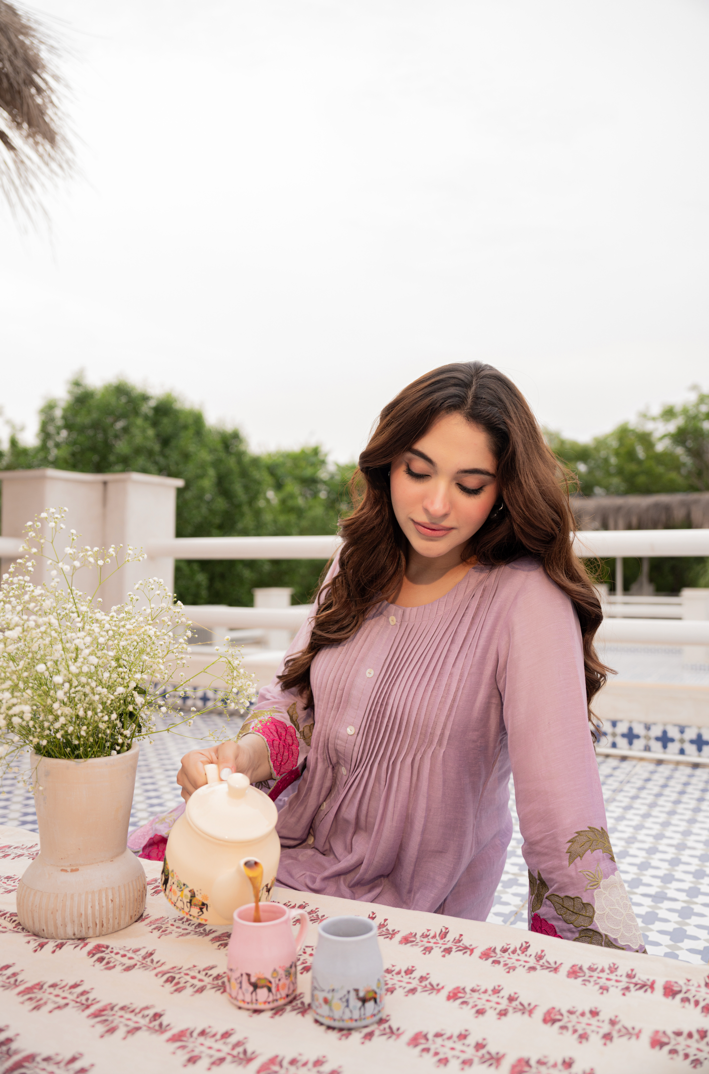 Blush Fern Mul Chanderi Set