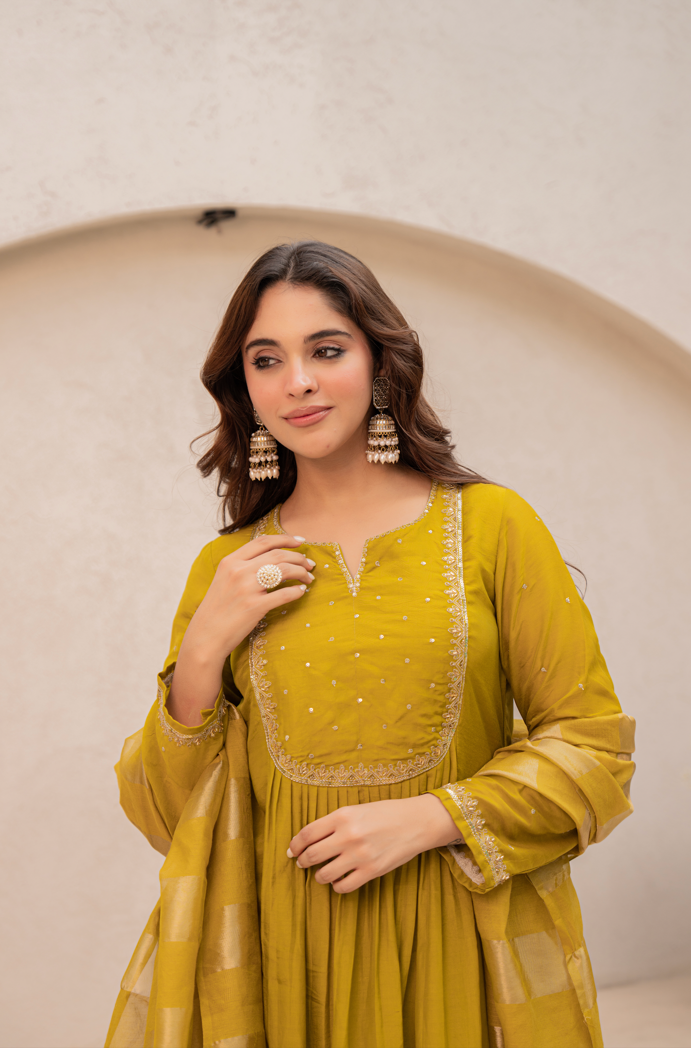 Mustard Bloom Mulberry Silk Suit Set