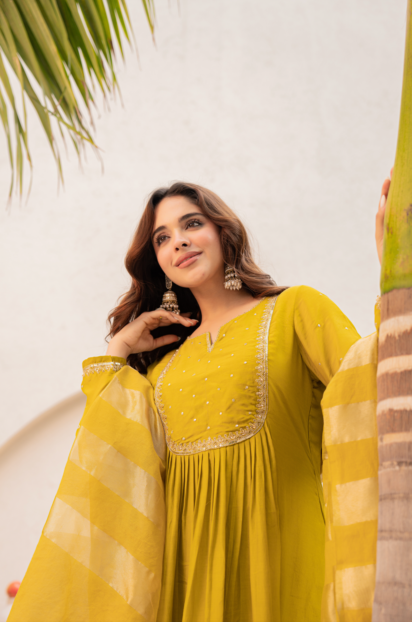 Mustard Bloom Mulberry Silk Suit Set