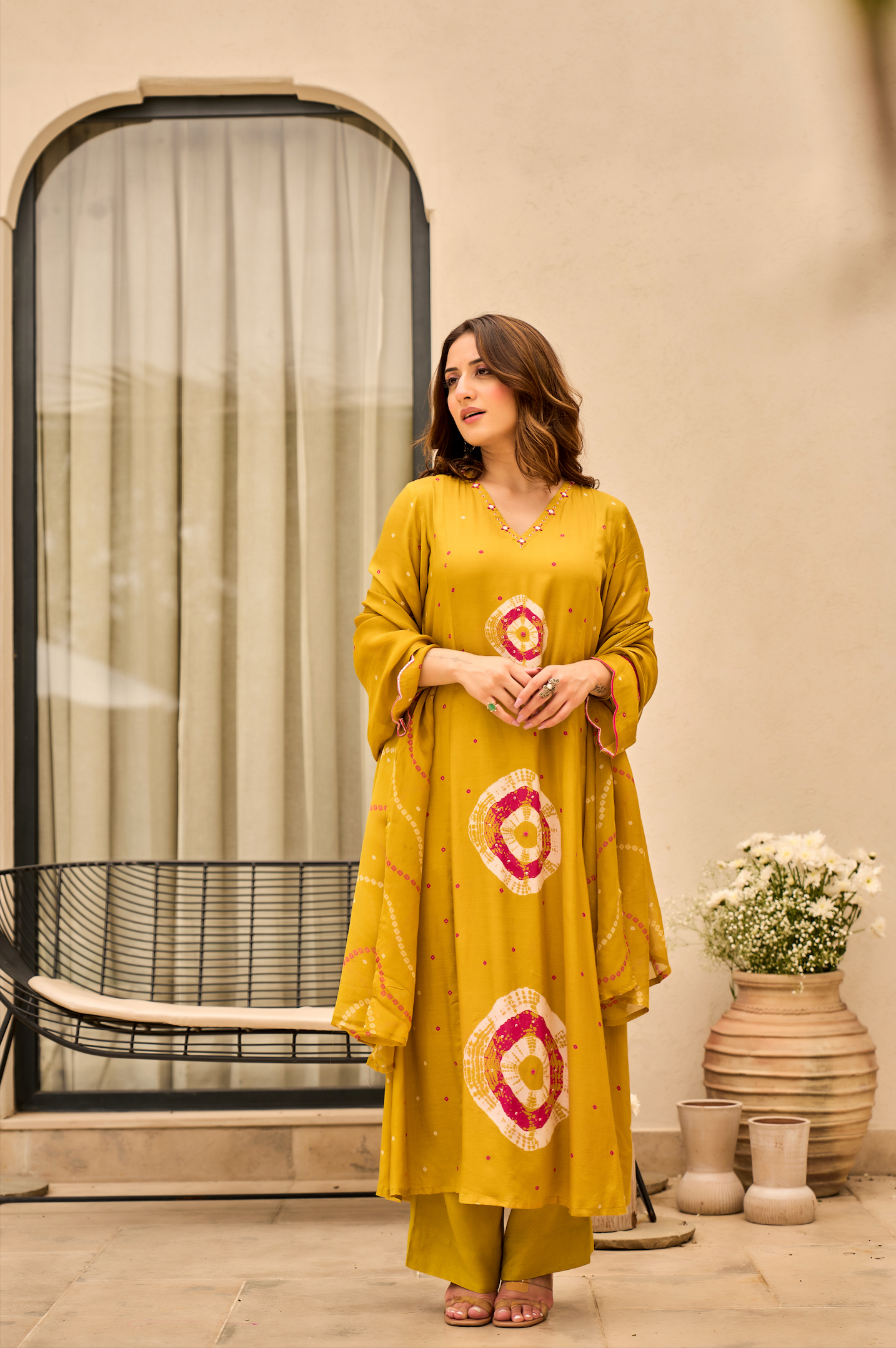 Sunlit Mustard Muslin Suit Set