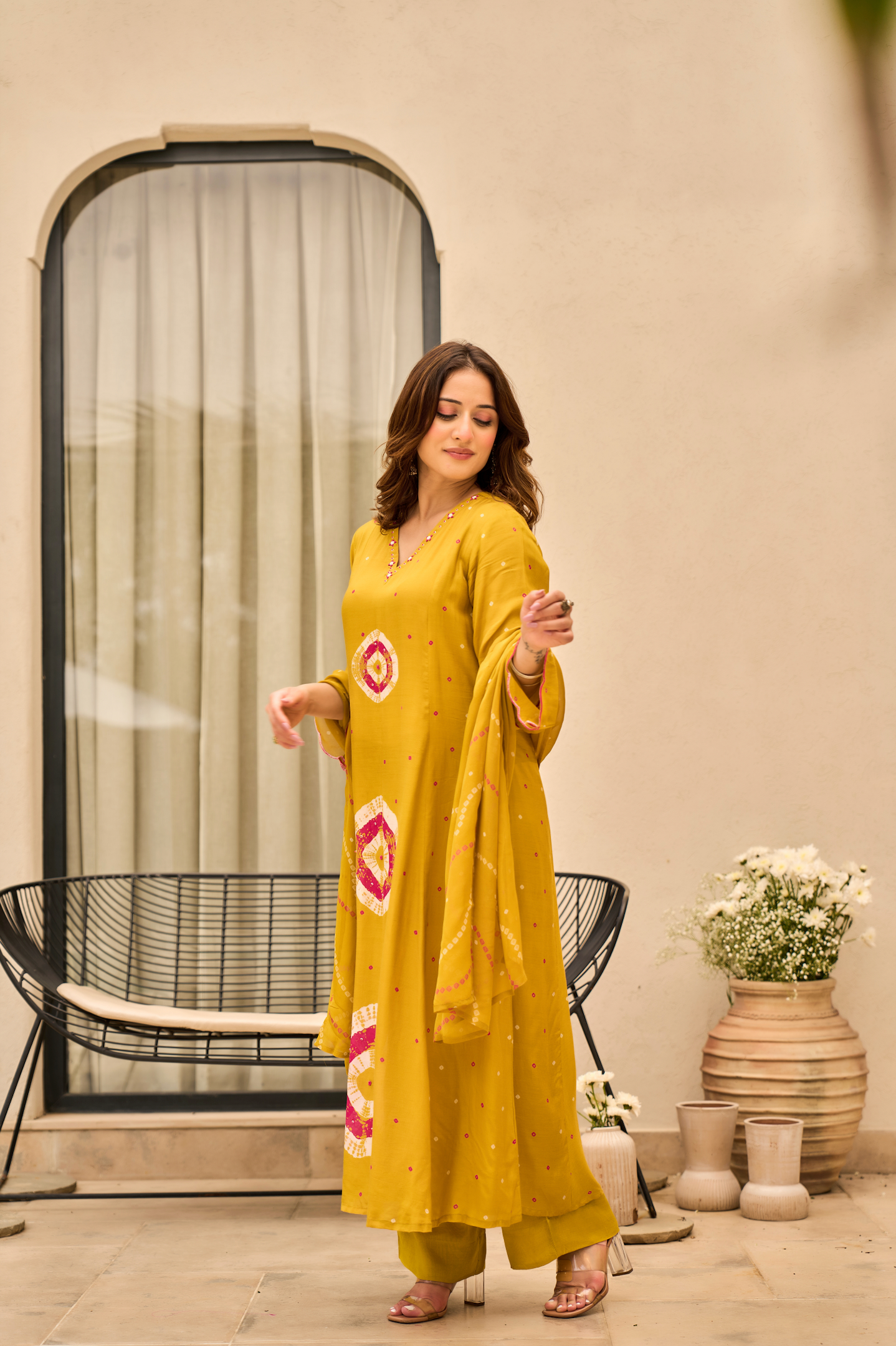 Sunlit Mustard Muslin Suit Set