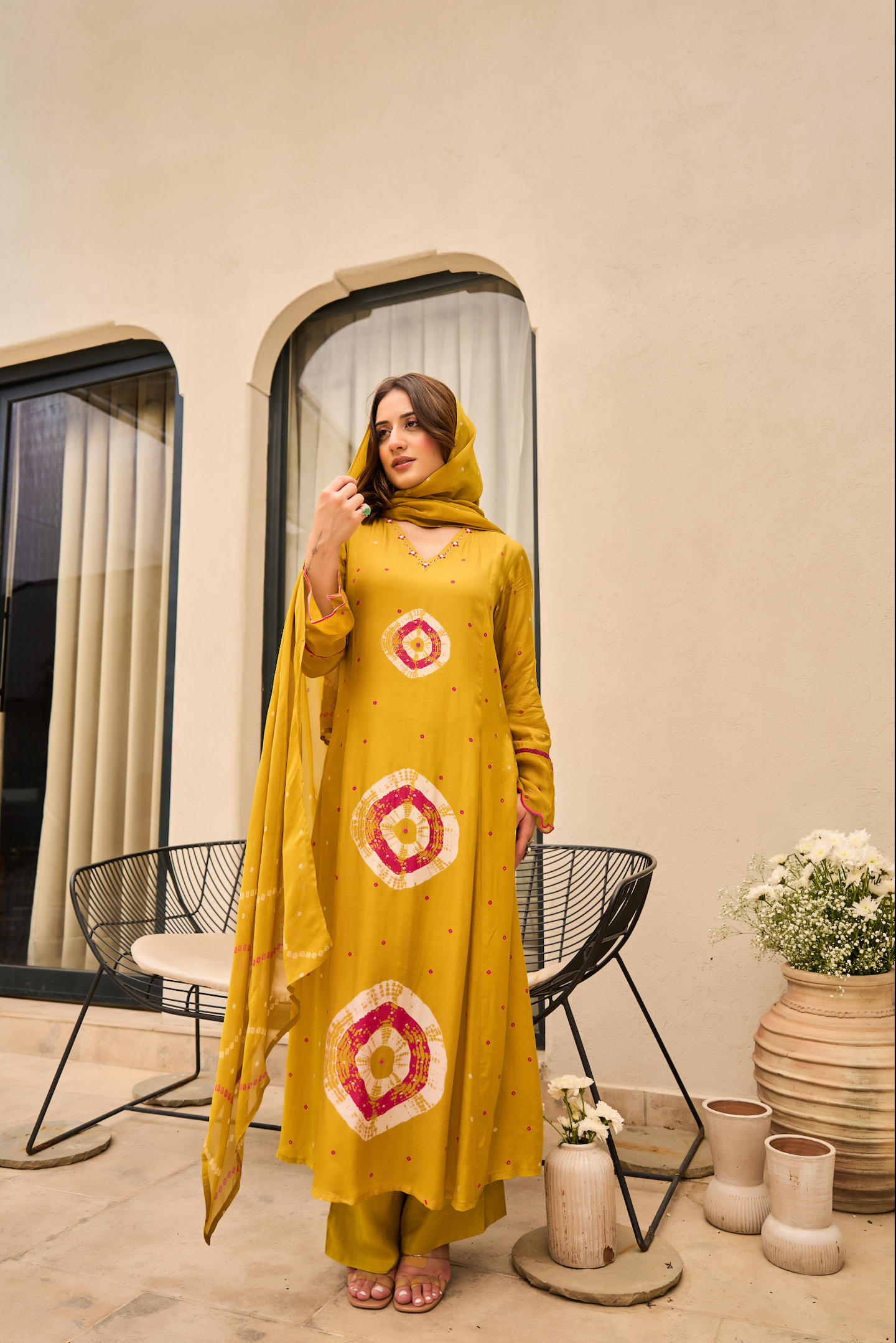 Sunlit Mustard Muslin Suit Set