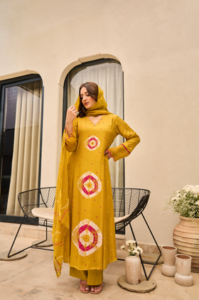 Sunlit Mustard Muslin Suit Set
