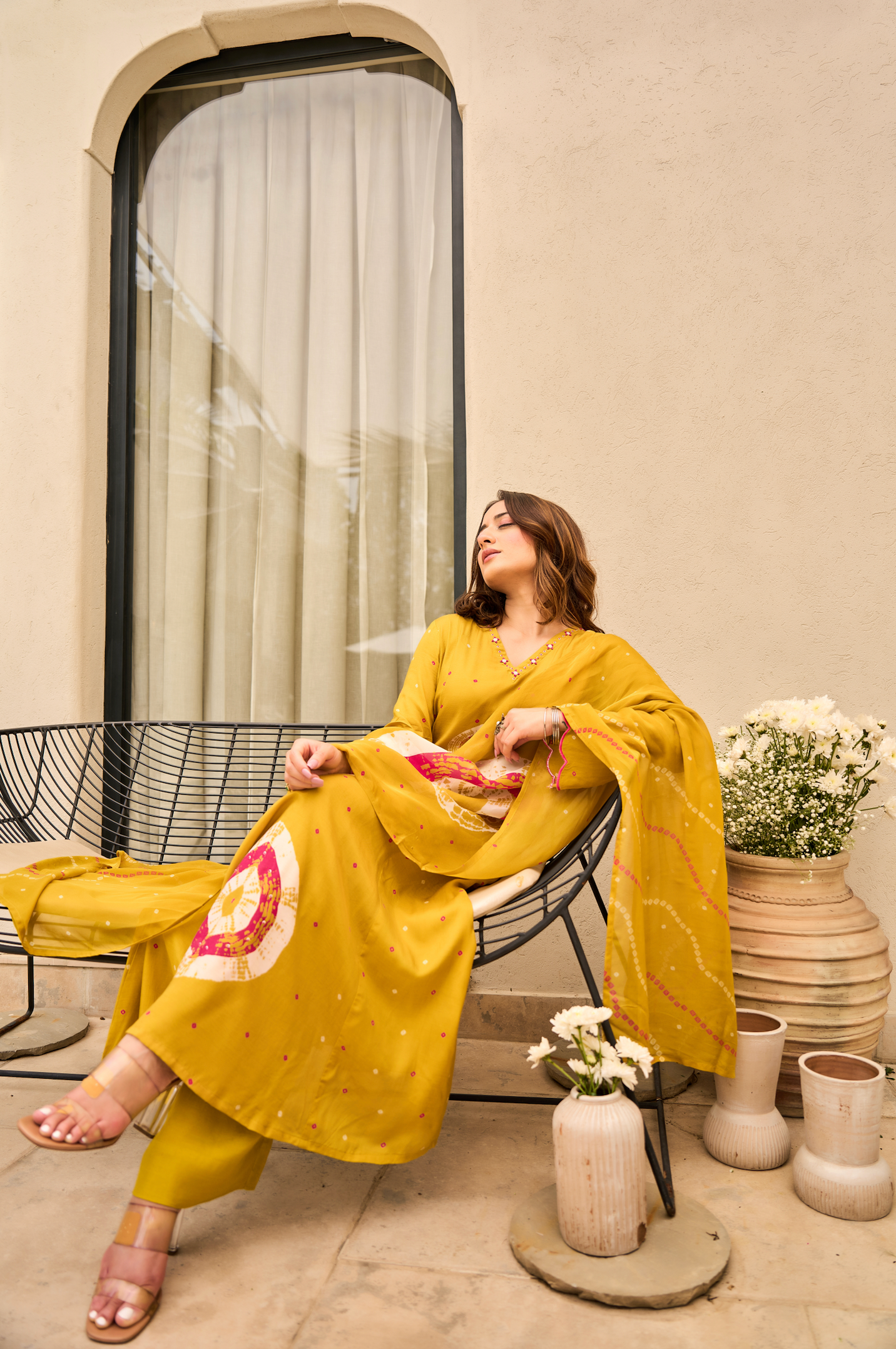 Sunlit Mustard Muslin Suit Set