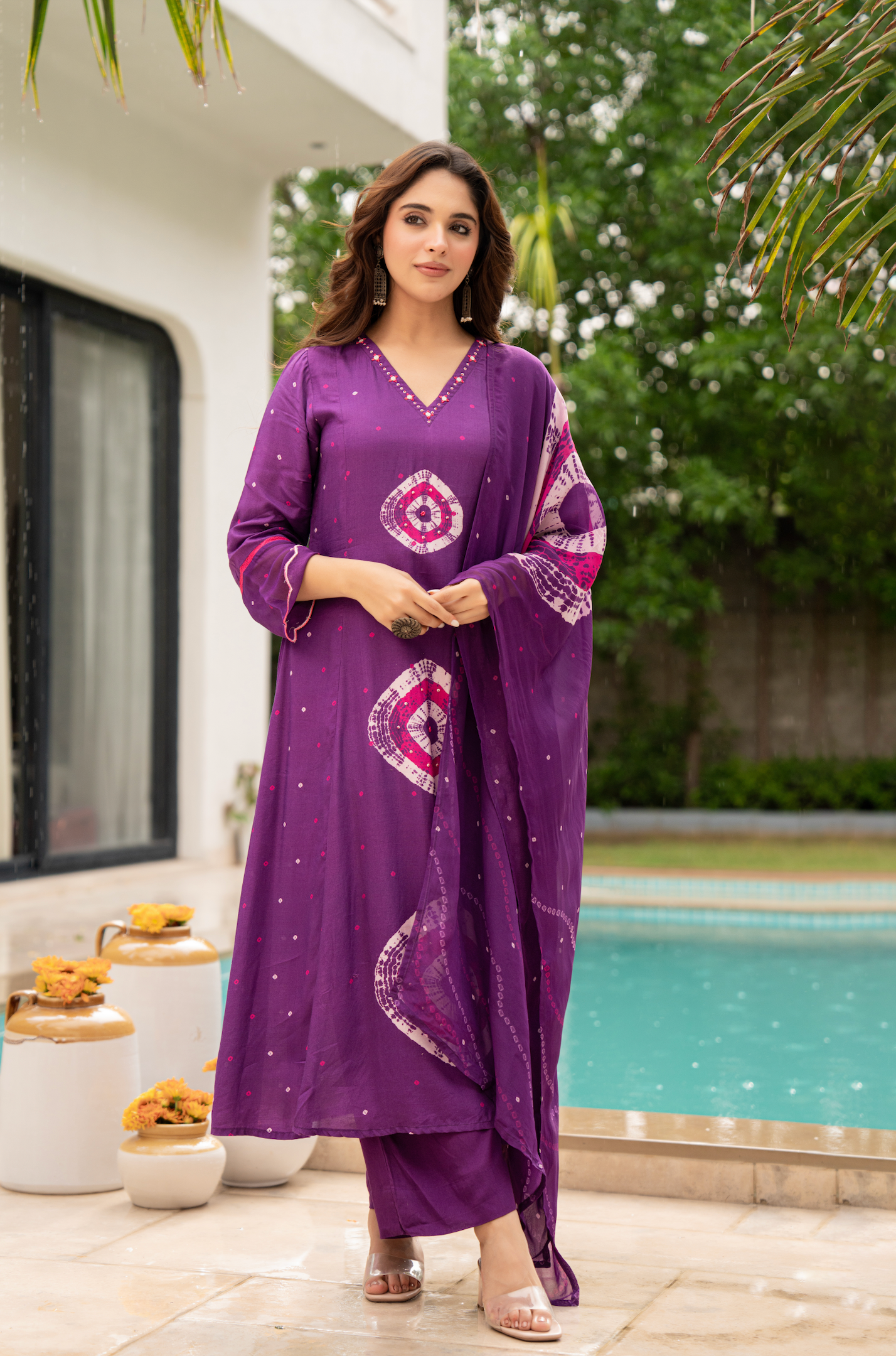 Royal Plum Muslin Suit Set