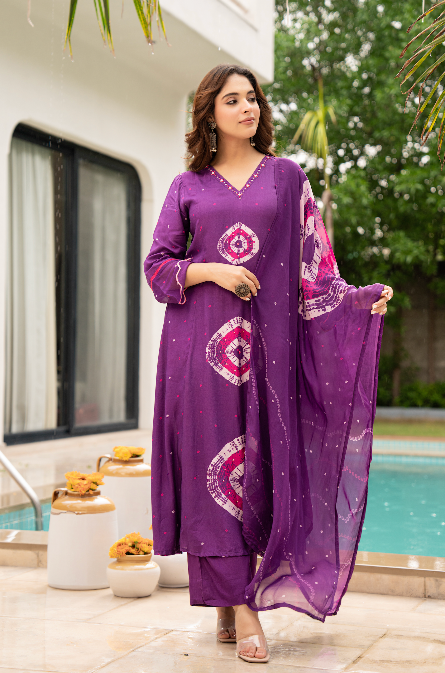 Royal Plum Muslin Suit Set