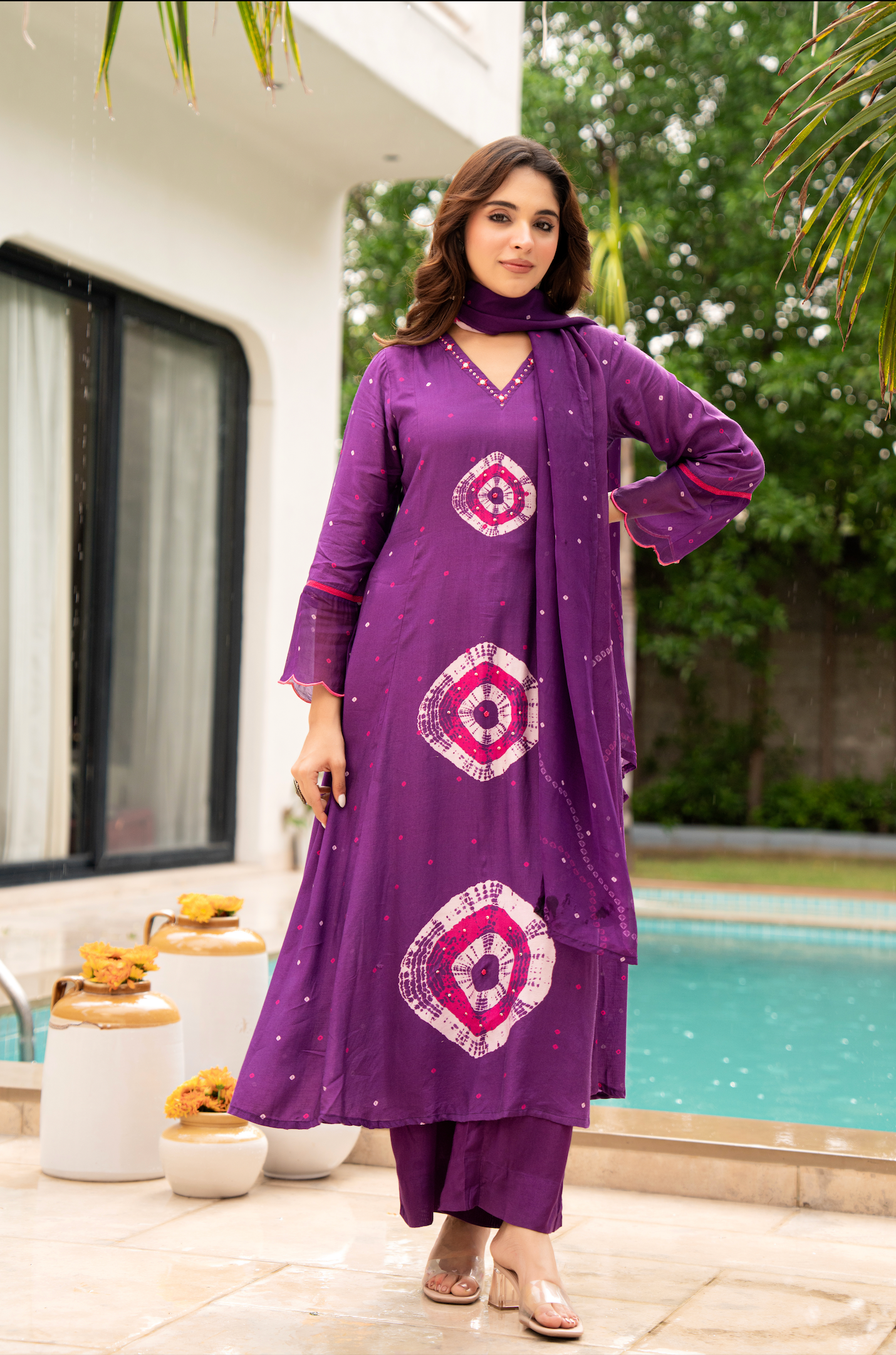 Royal Plum Muslin Suit Set