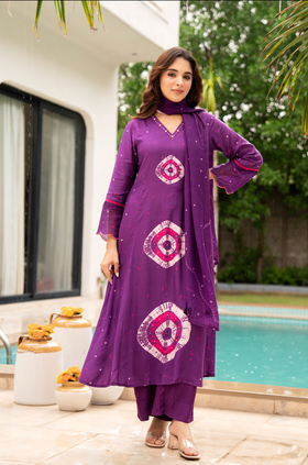 Royal Plum Muslin Suit Set