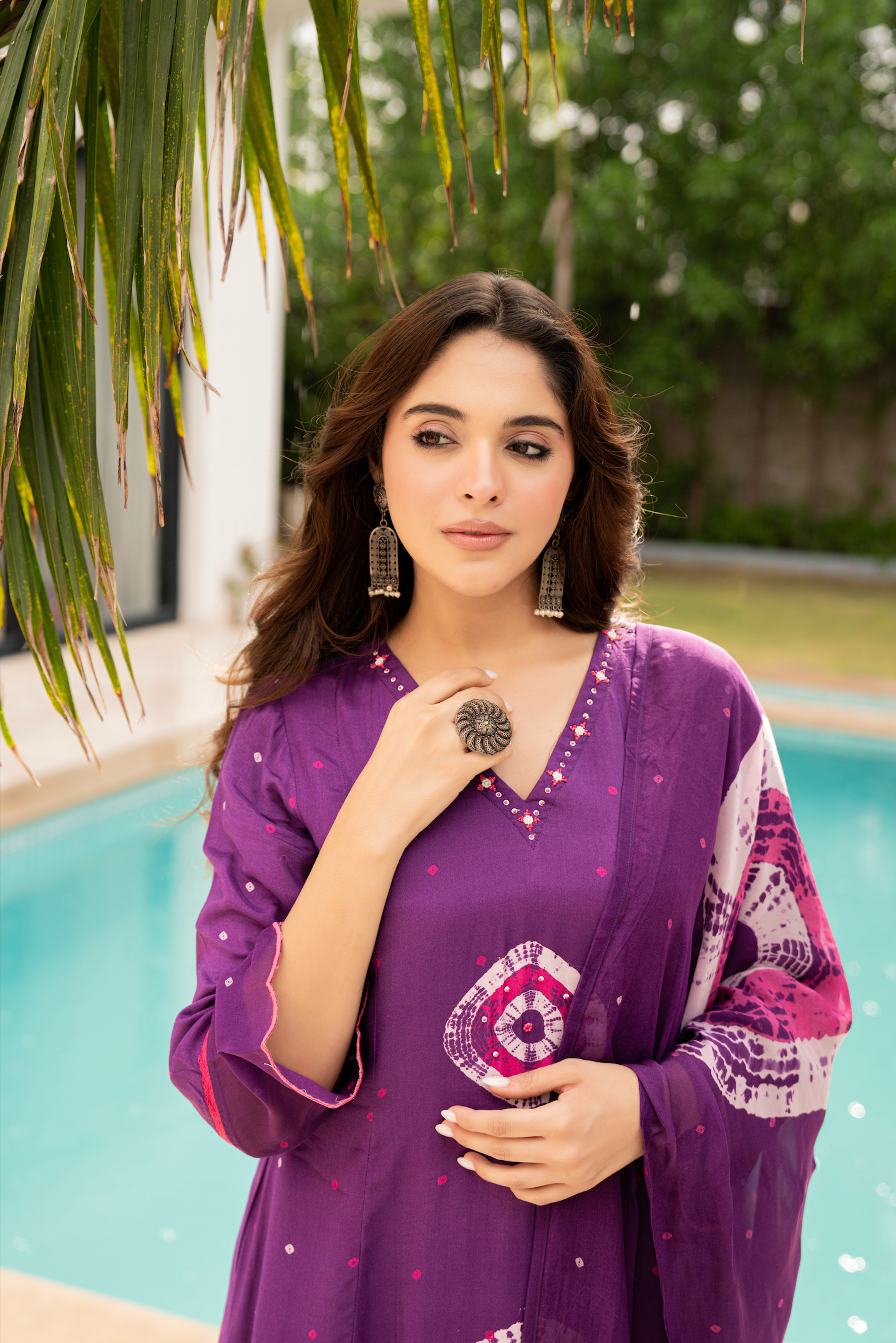 Royal Plum Muslin Suit Set