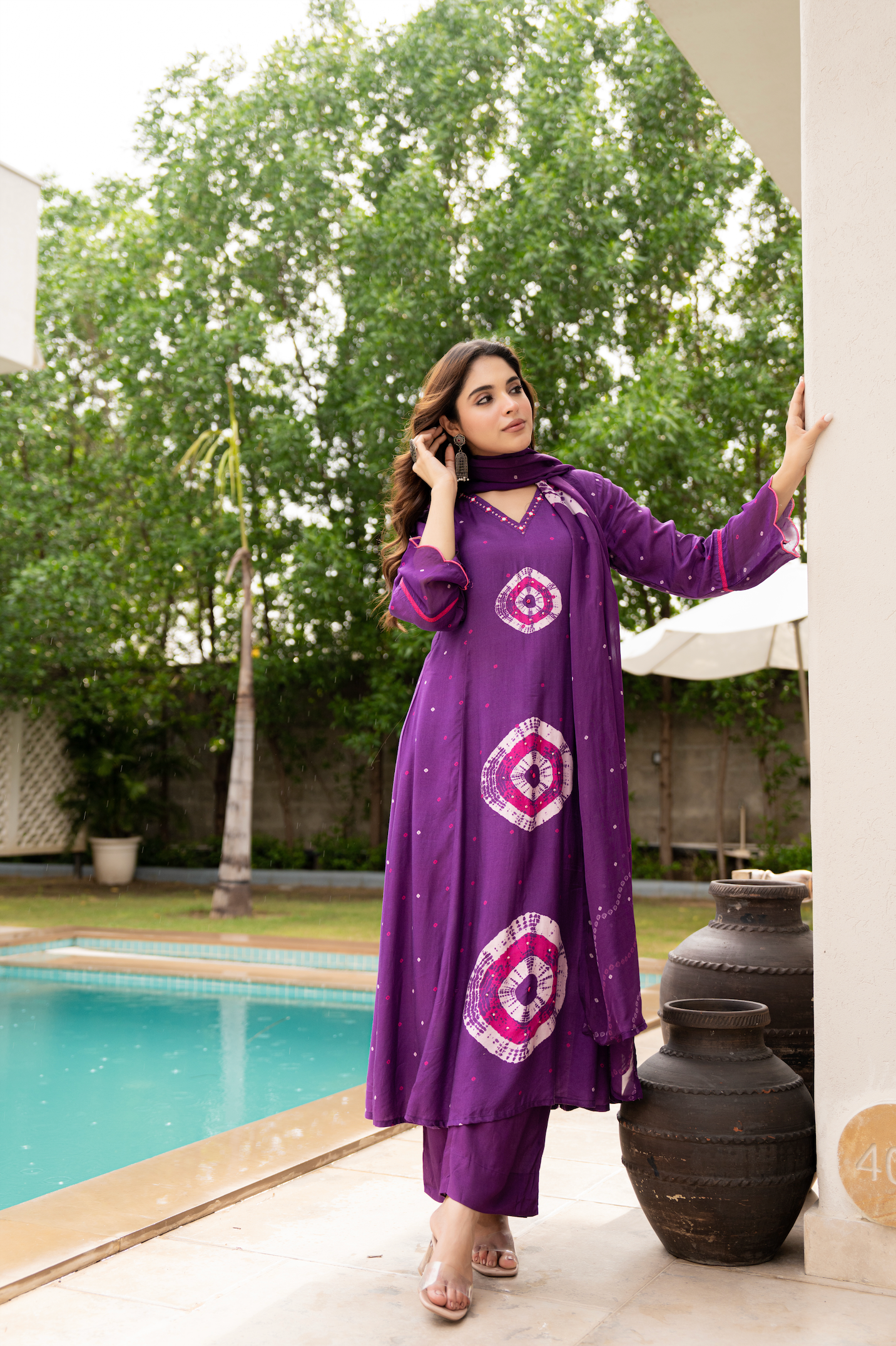 Royal Plum Muslin Suit Set