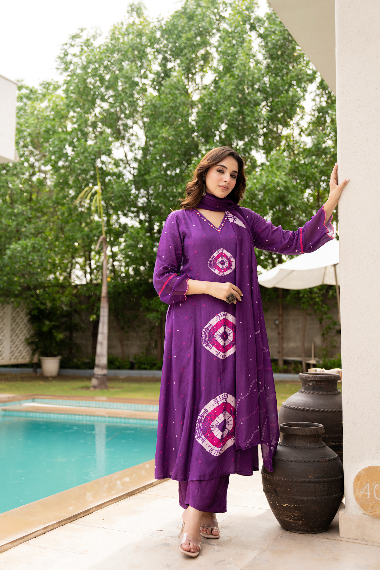 Royal Plum Muslin Suit Set