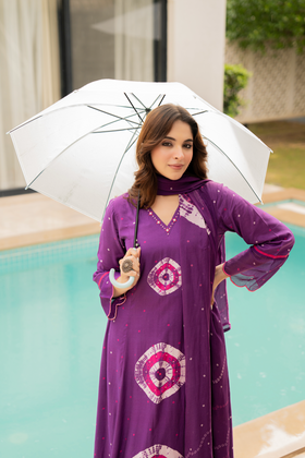 Royal Plum Muslin Suit Set