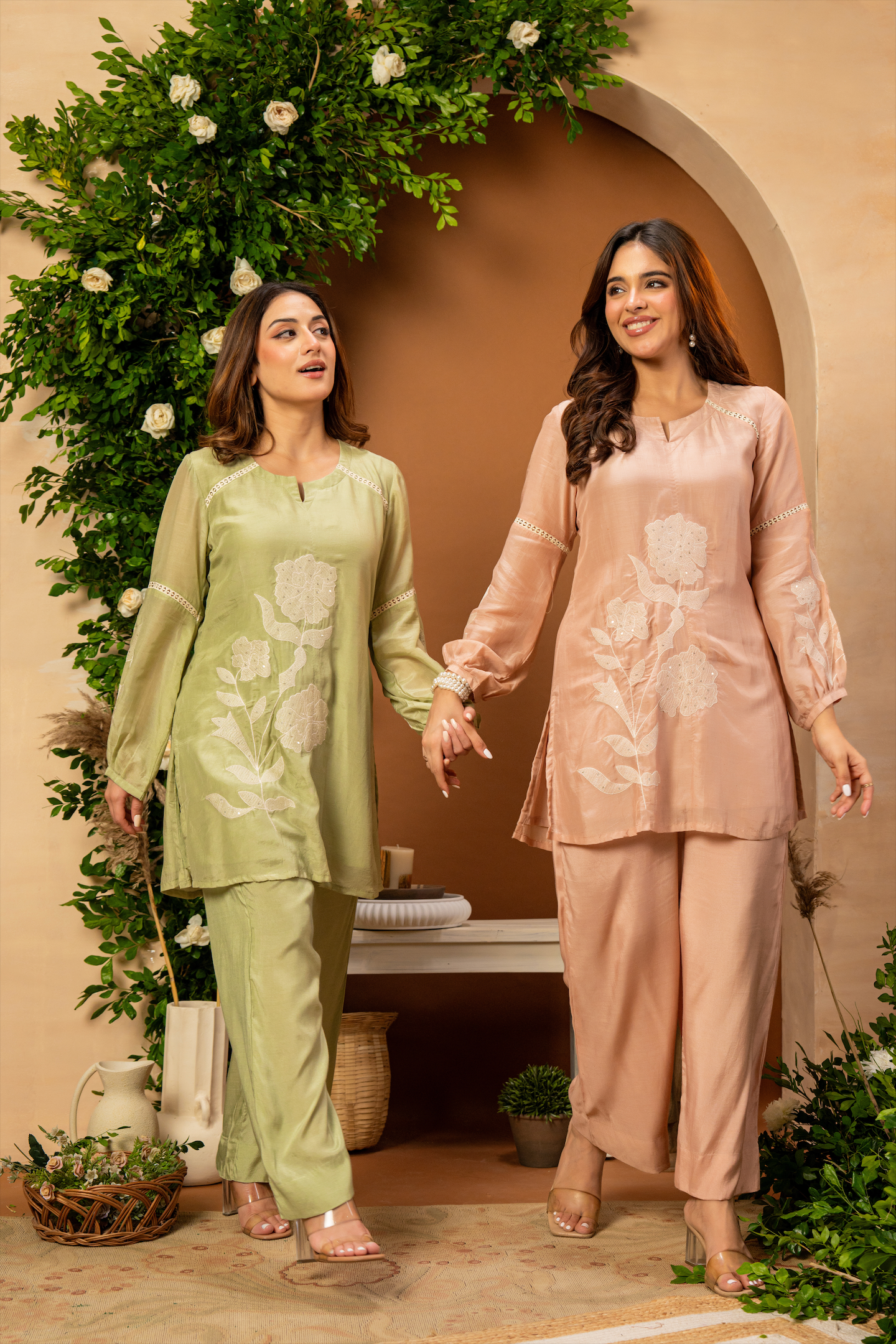 Sage Bloom Mulberry Silk Coord Set