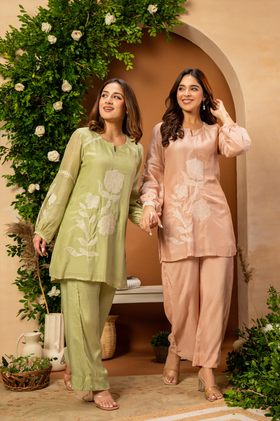 Blush Bloom Mulberry Silk Coord Set
