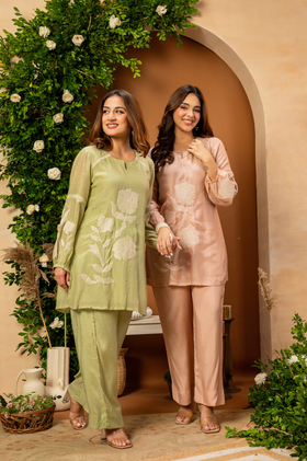 Sage Bloom Mulberry Silk Coord Set