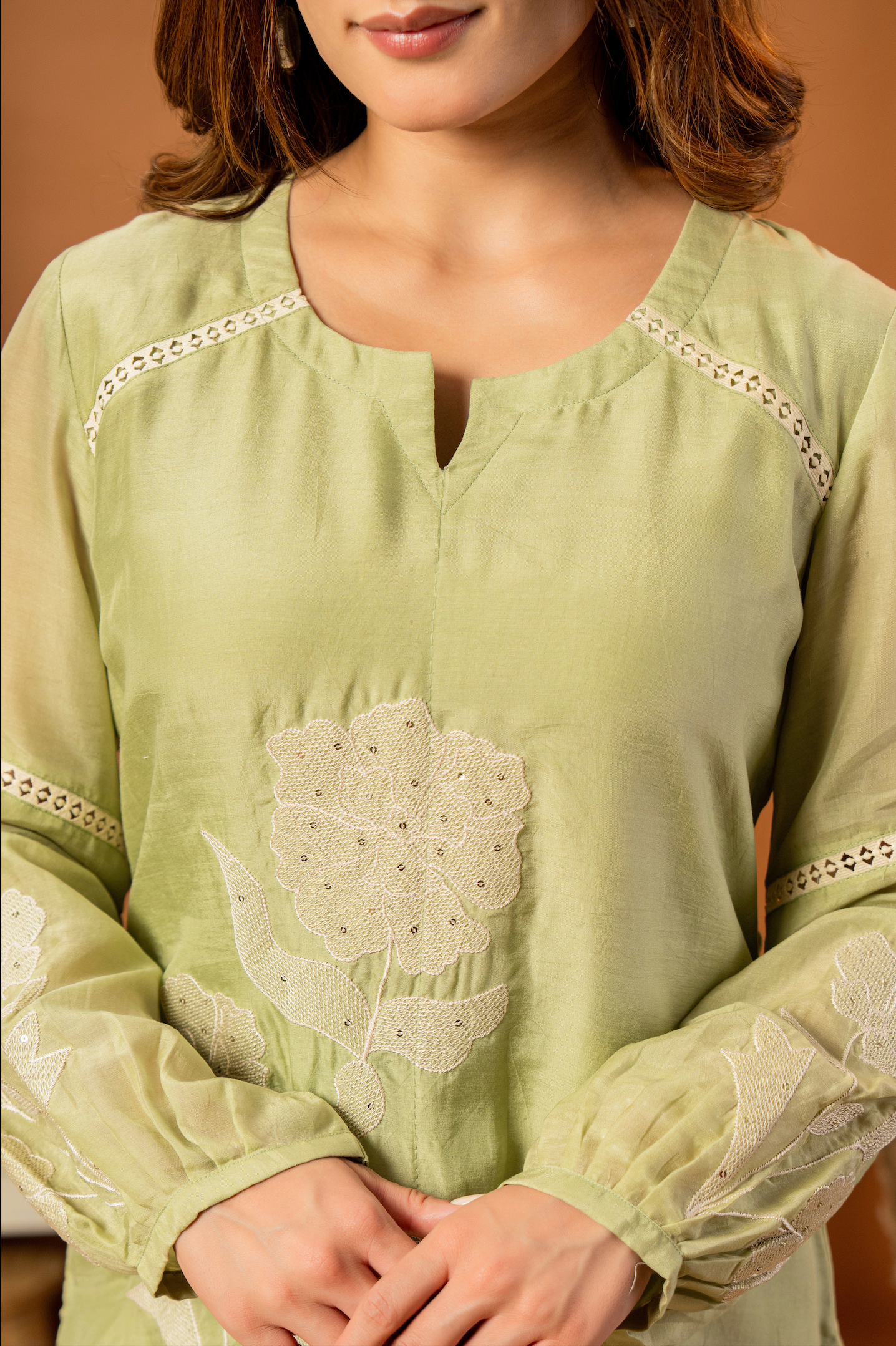 Sage Bloom Mulberry Silk Coord Set