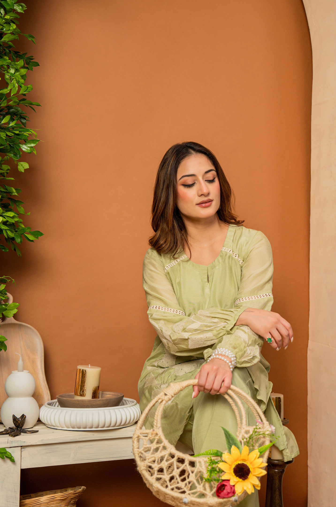 Sage Bloom Mulberry Silk Coord Set