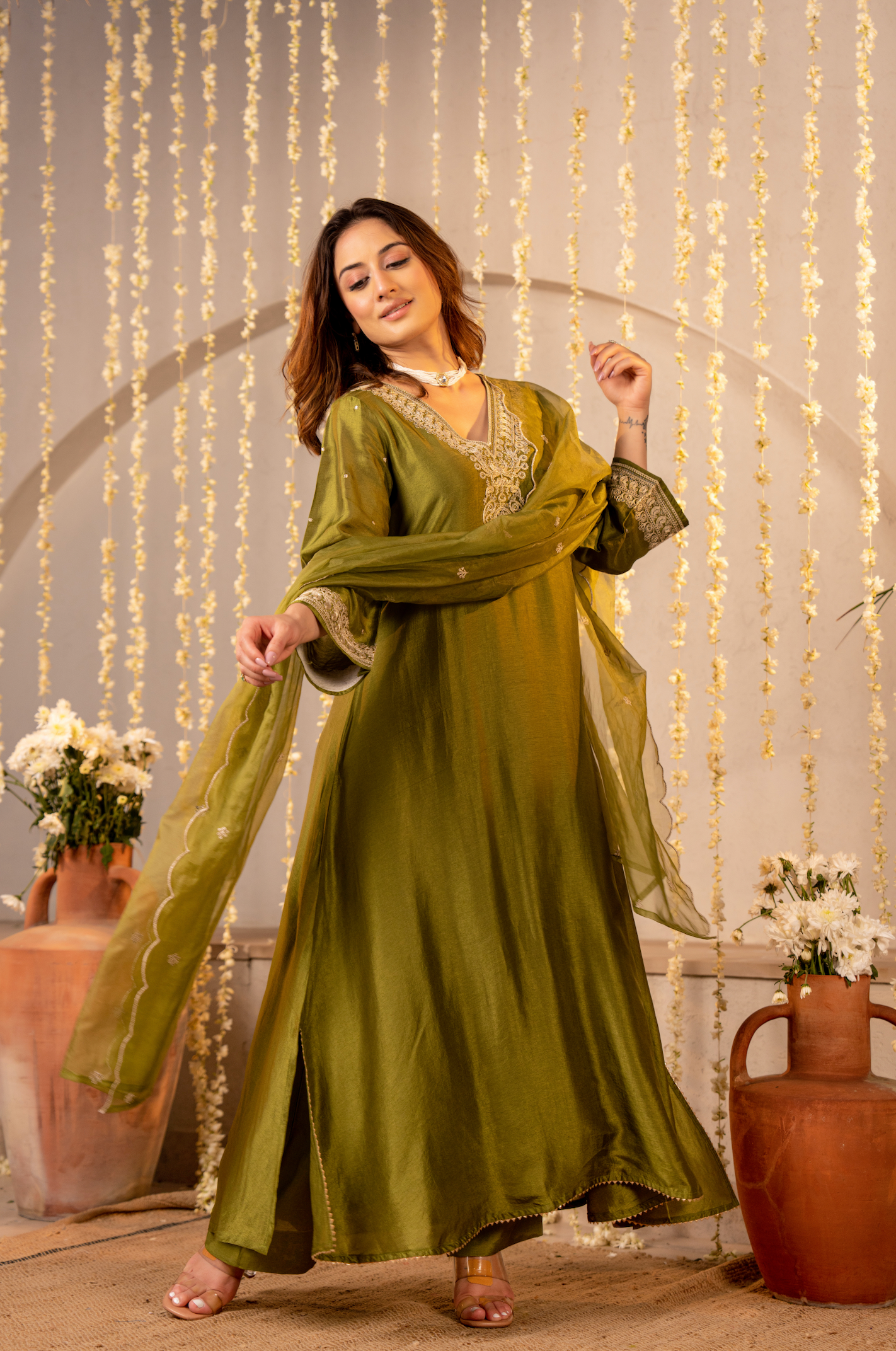 Emerald Whisper Silk Suit Set