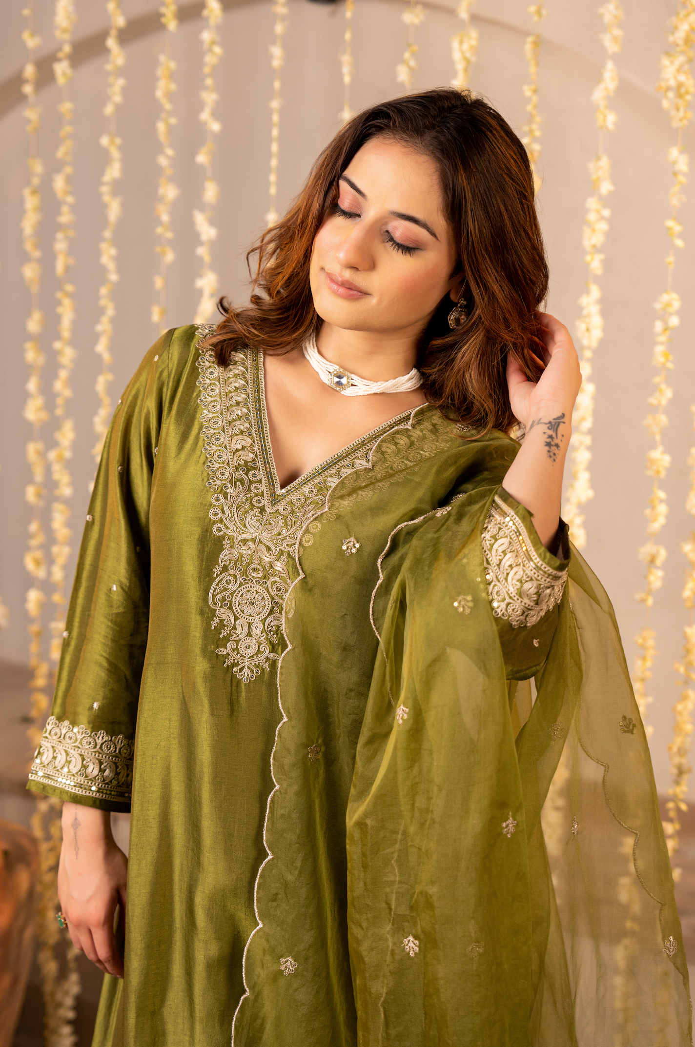 Emerald Whisper Silk Suit Set