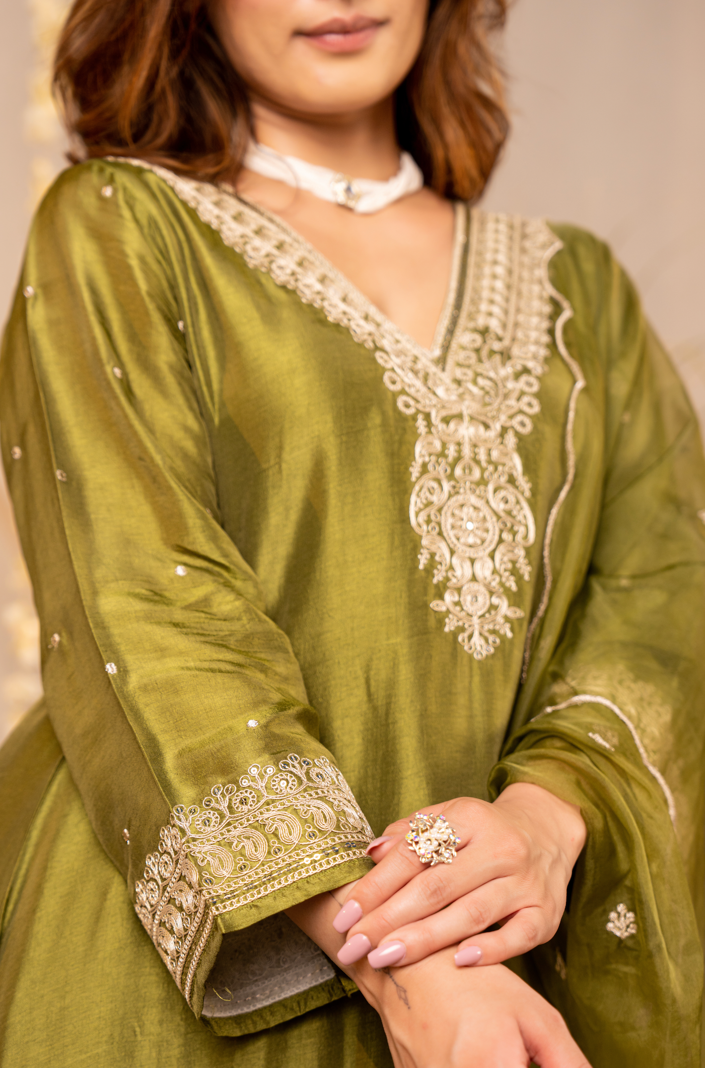 Emerald Whisper Silk Suit Set