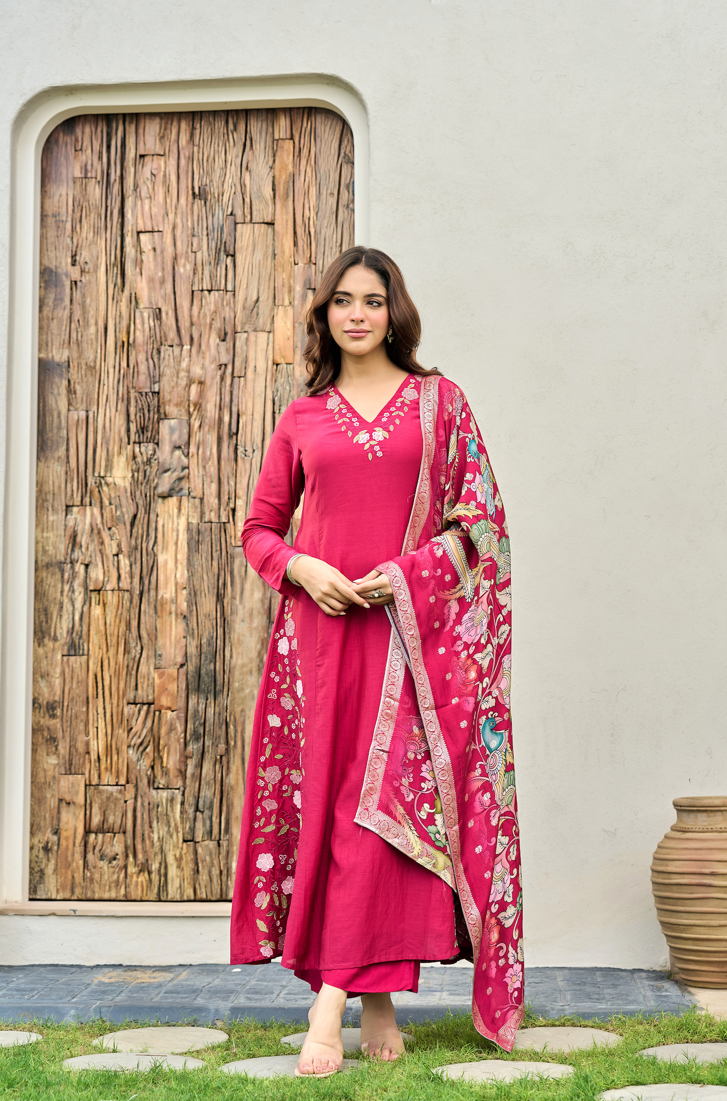 Blush Ember Mul Chanderi Suit Set