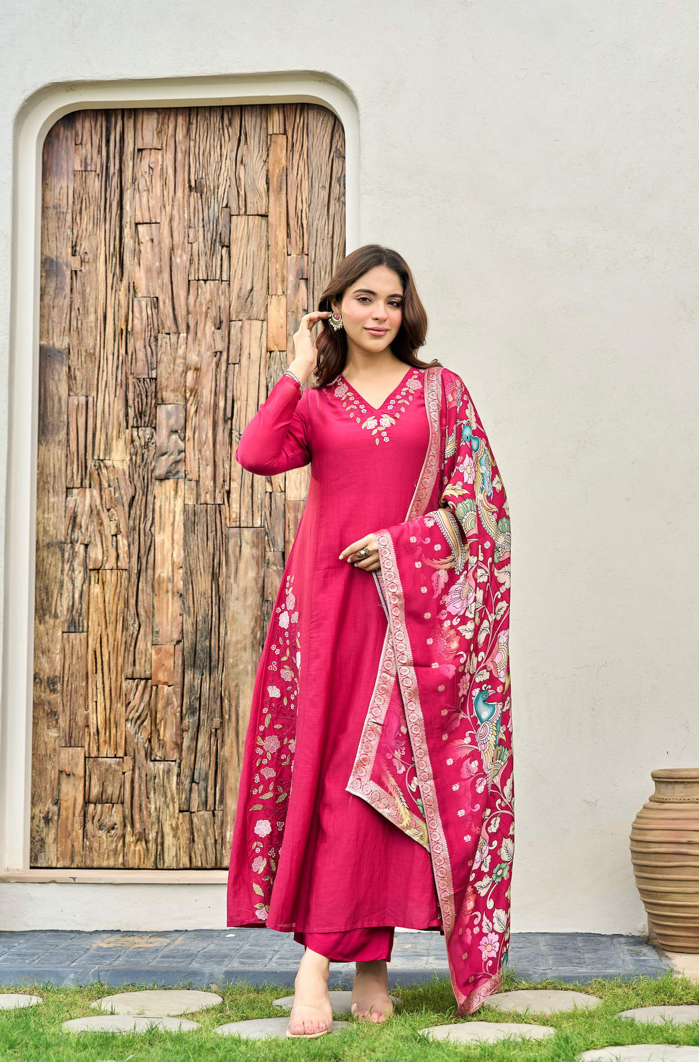 Blush Ember Mul Chanderi Suit Set
