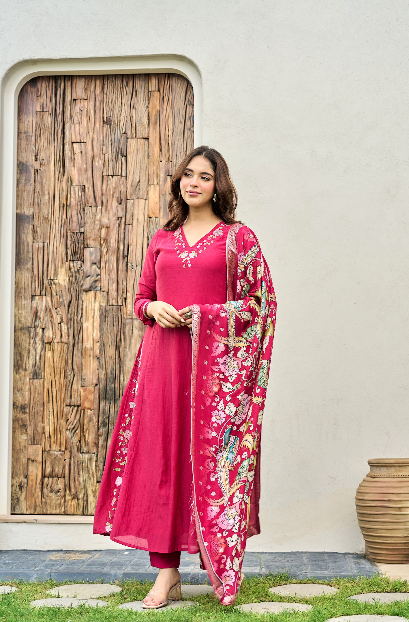 Blush Ember Mul Chanderi Suit Set