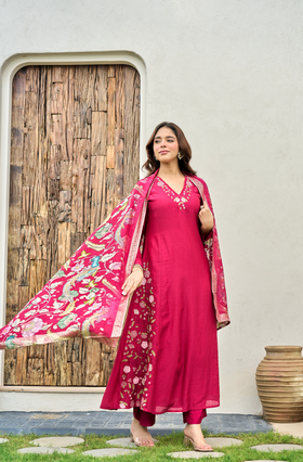 Blush Ember Mul Chanderi Suit Set