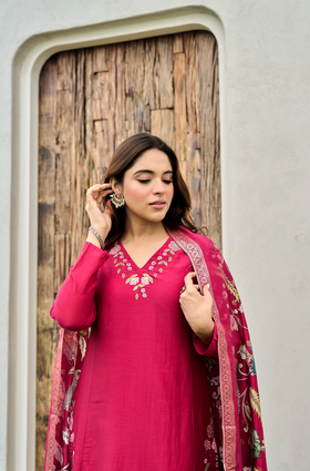 Blush Ember Mul Chanderi Suit Set