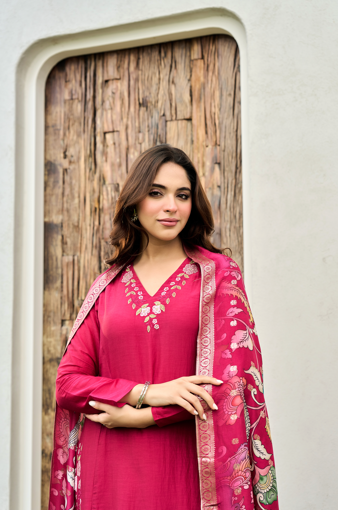 Blush Ember Mul Chanderi Suit Set