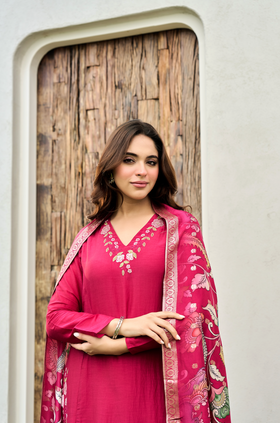Blush Ember Mul Chanderi Suit Set