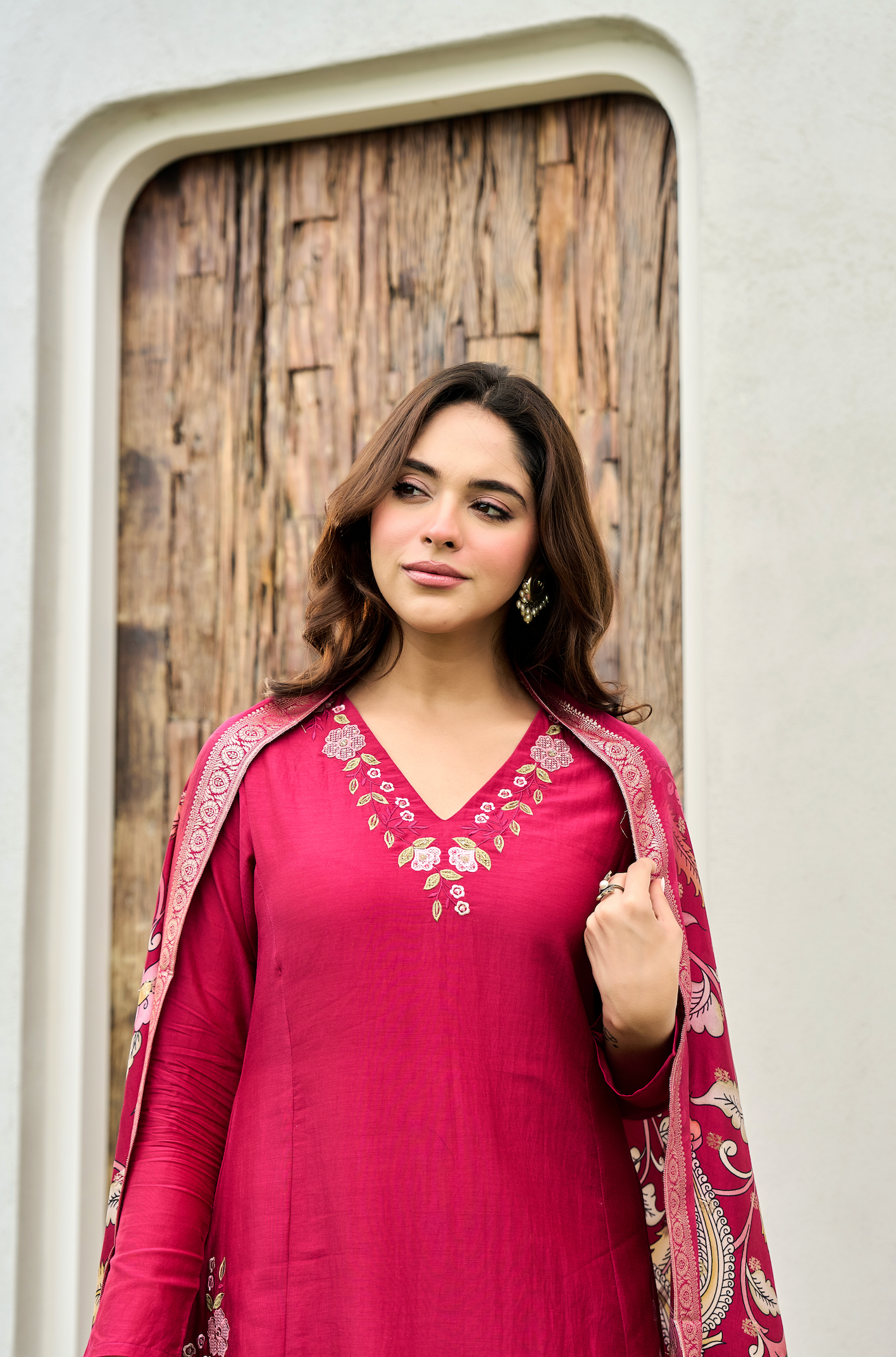 Blush Ember Mul Chanderi Suit Set