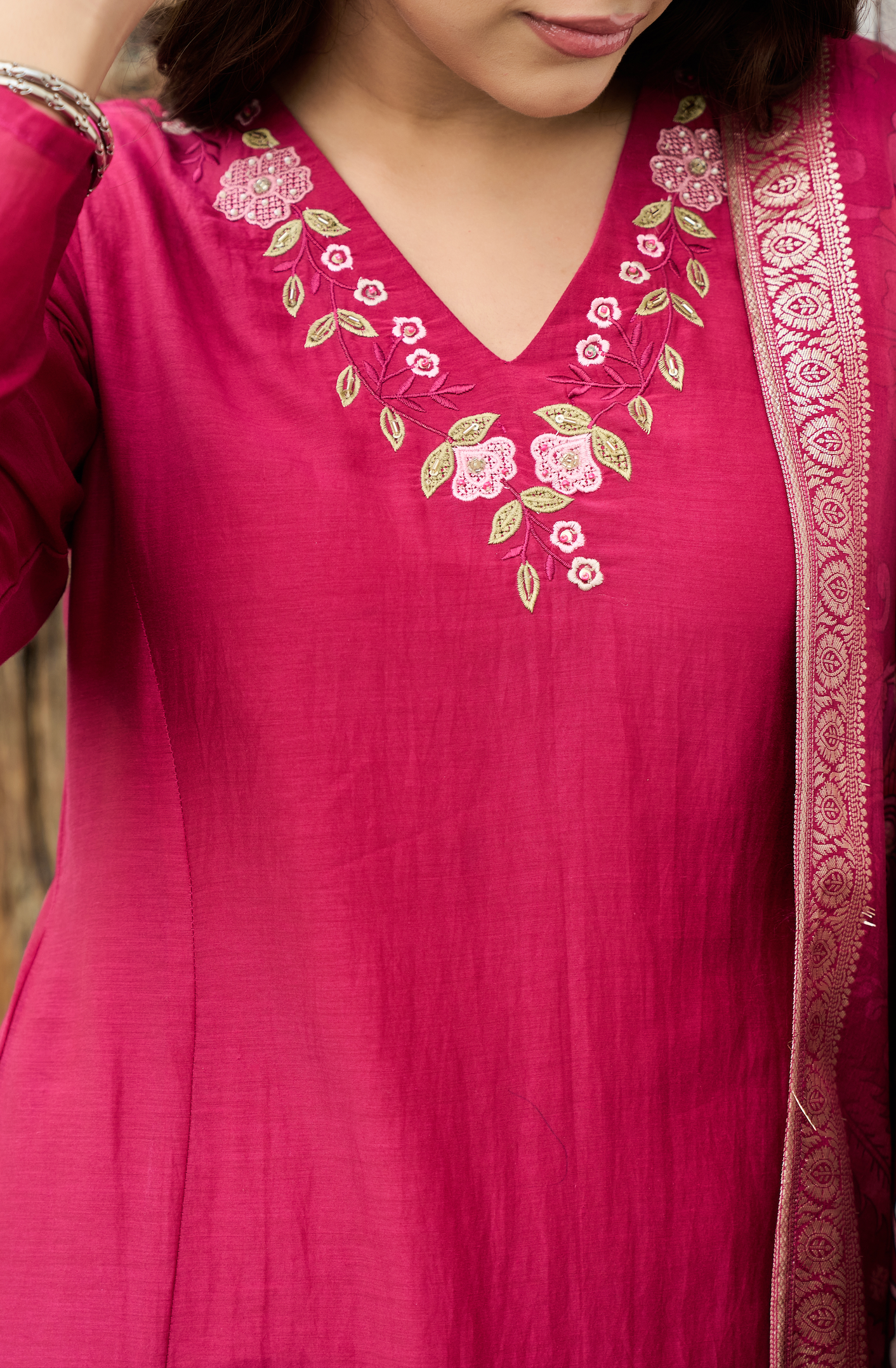 Blush Ember Mul Chanderi Suit Set