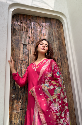 Blush Ember Mul Chanderi Suit Set