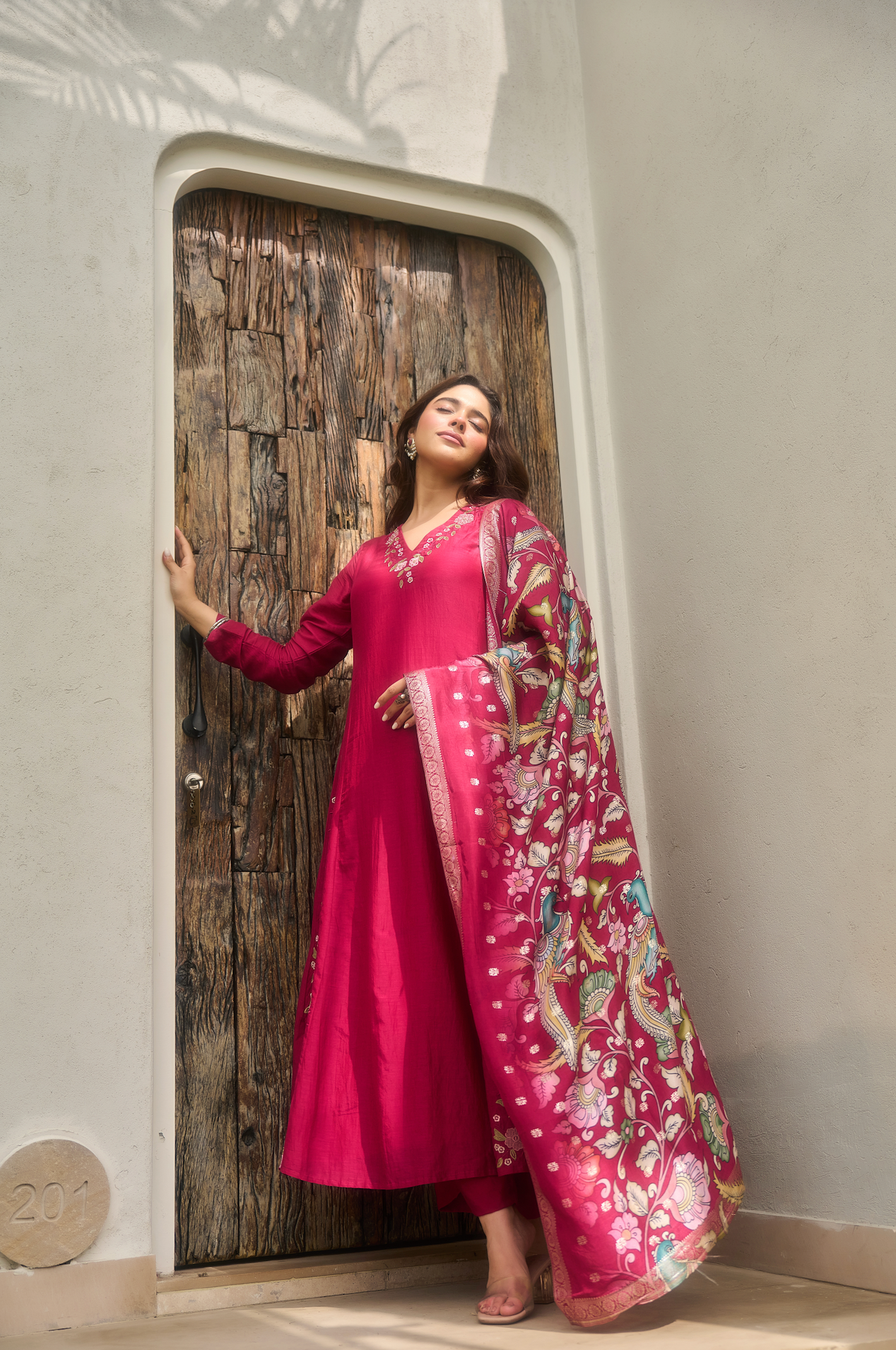 Blush Ember Mul Chanderi Suit Set