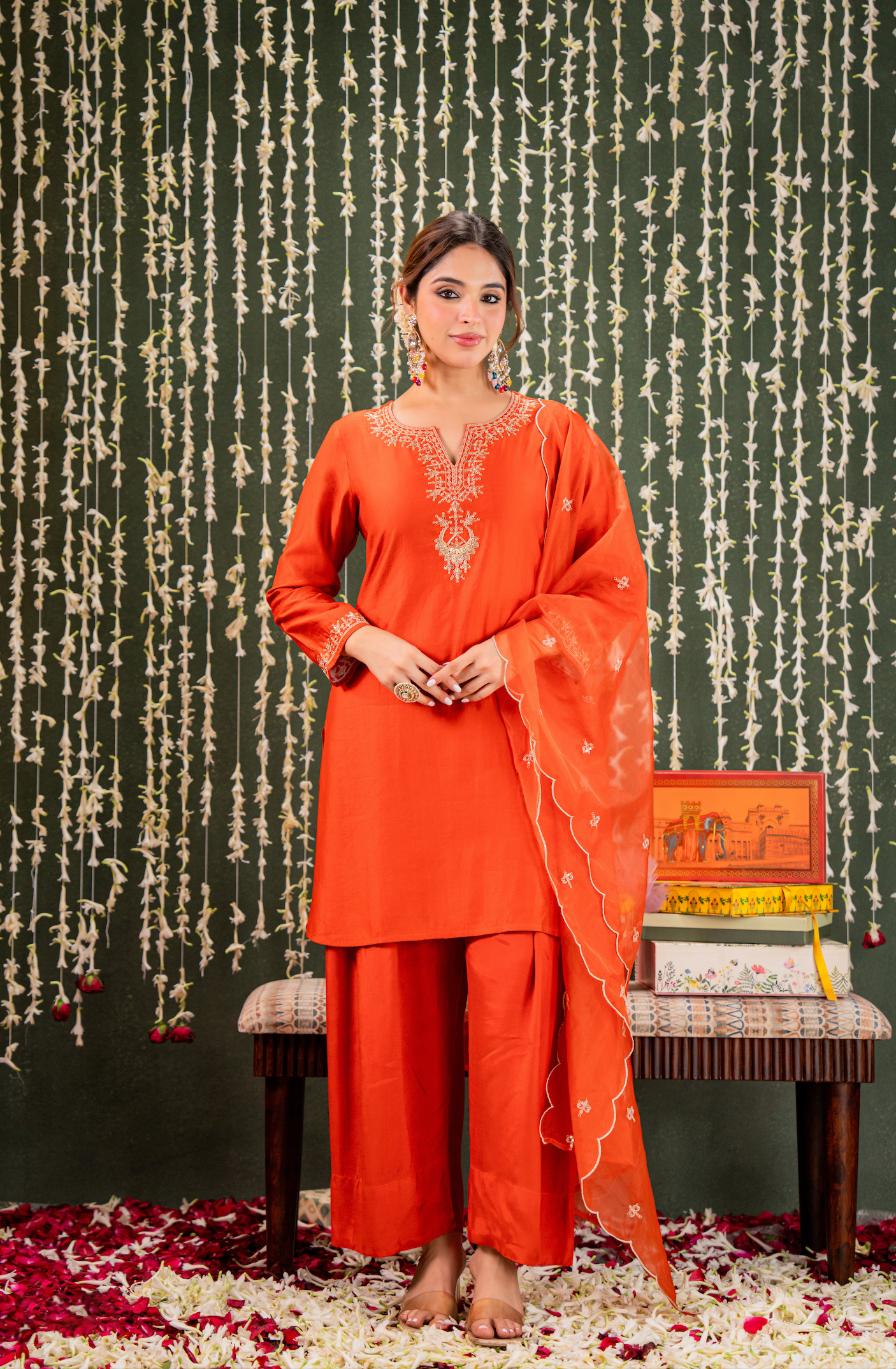 Rust Gold Farsi Salwar Suit Set