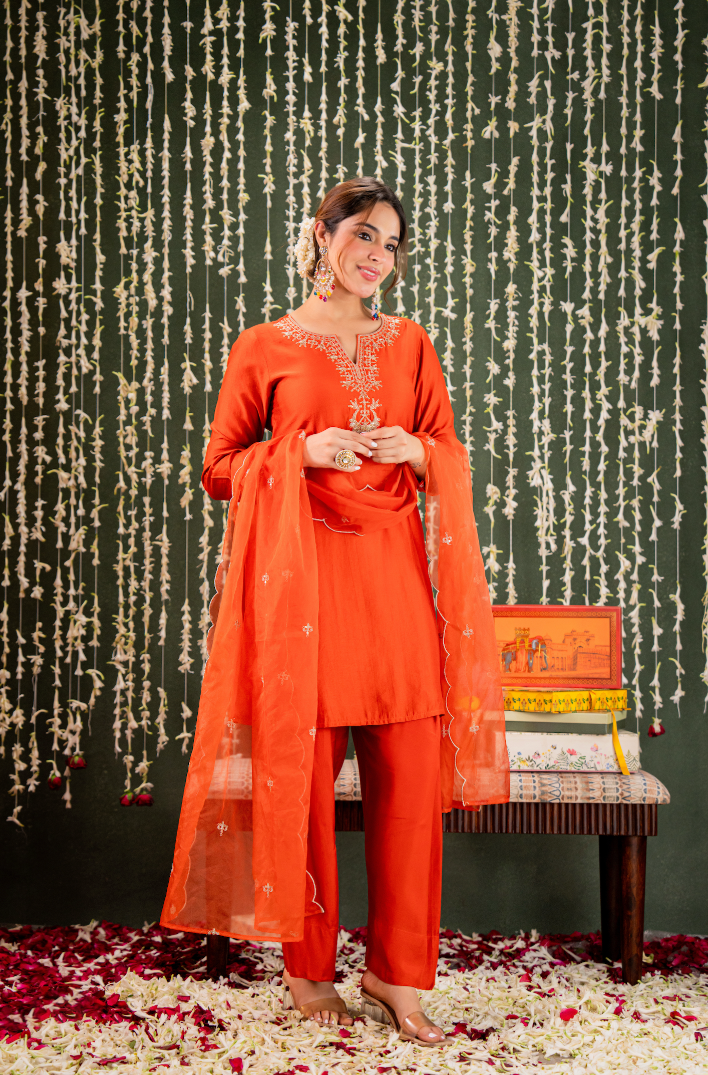 Rust Gold Farsi Salwar Suit Set