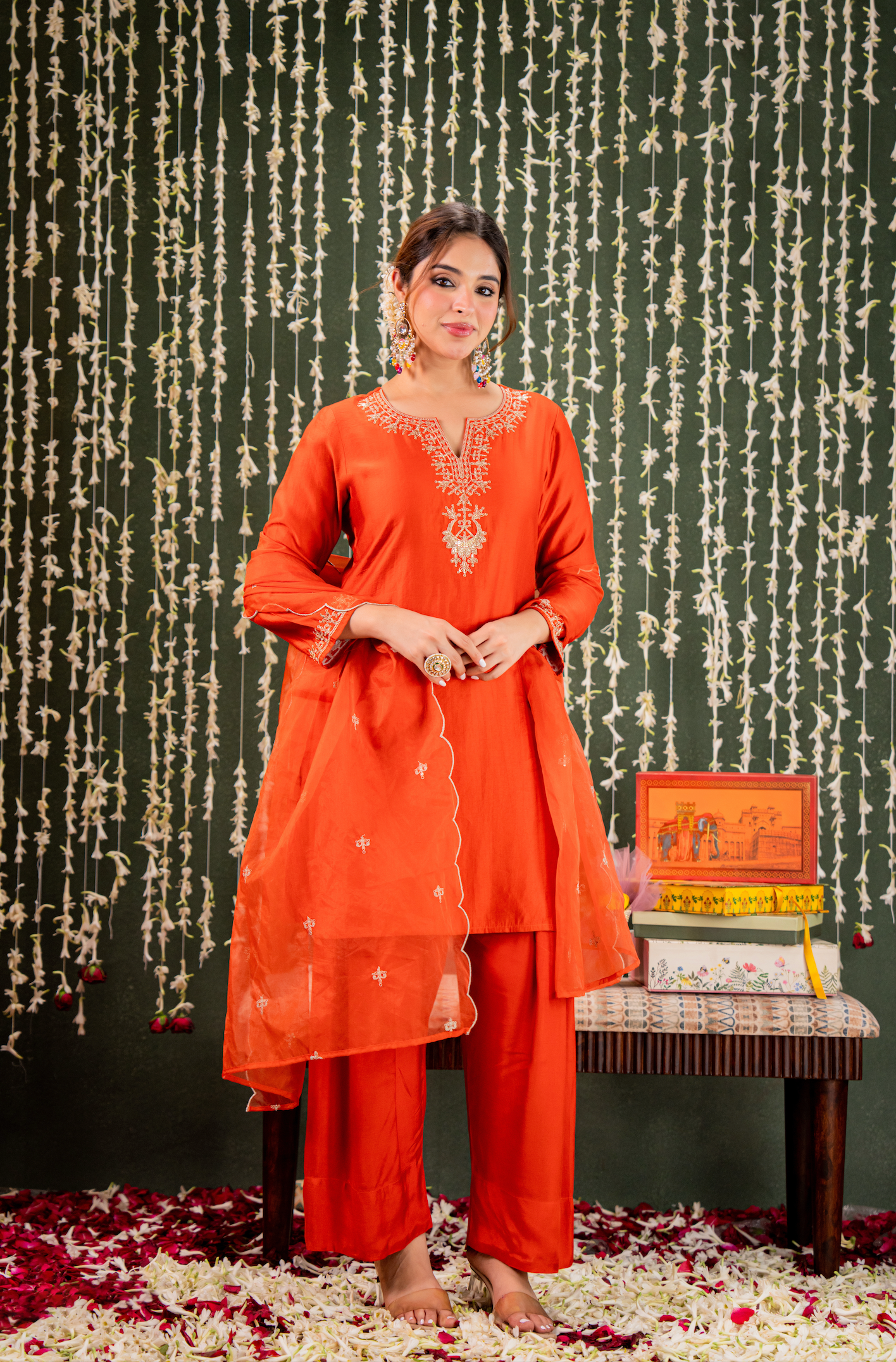 Rust Gold Farsi Salwar Suit Set