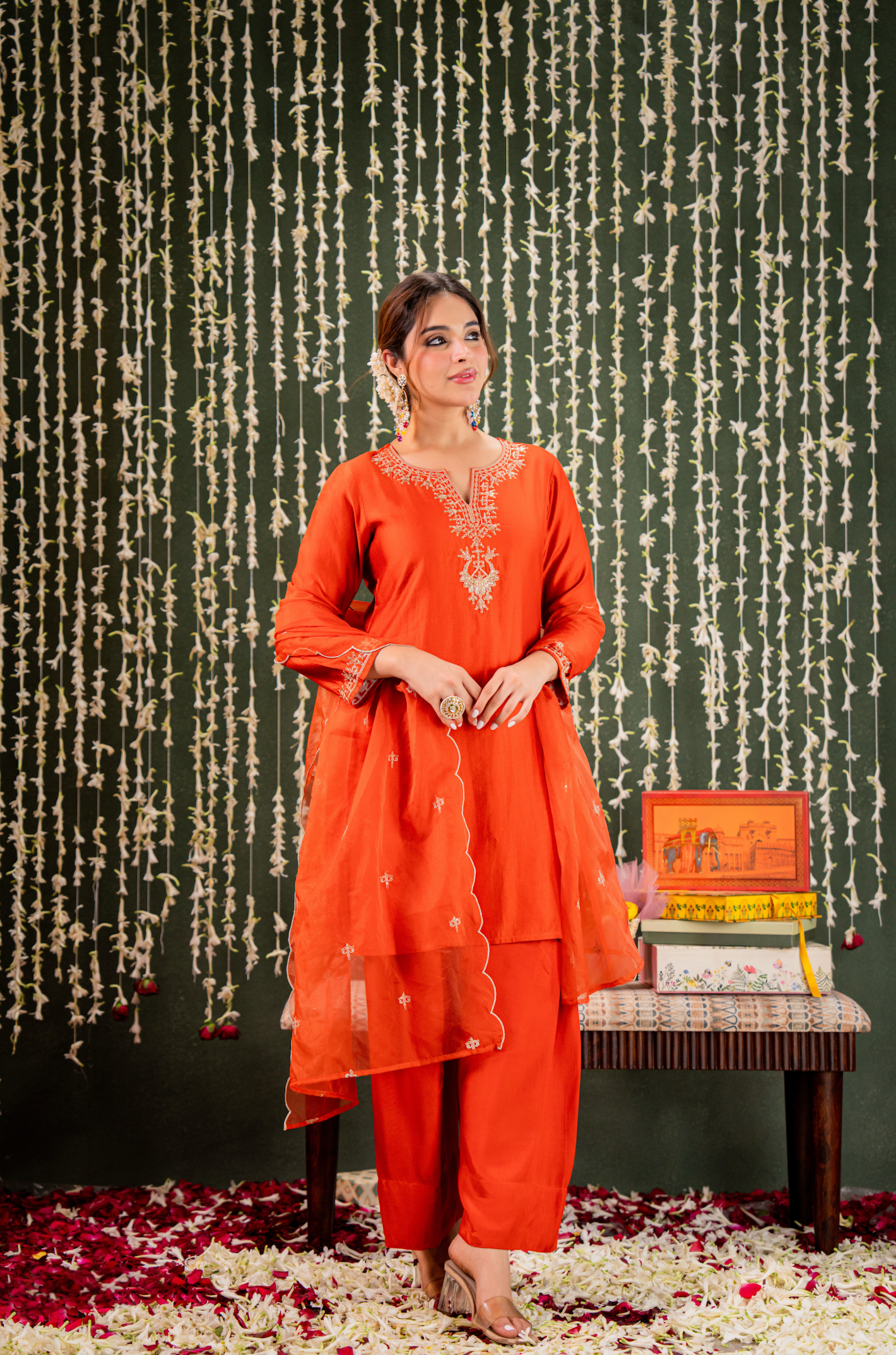 Rust Gold Farsi Salwar Suit Set