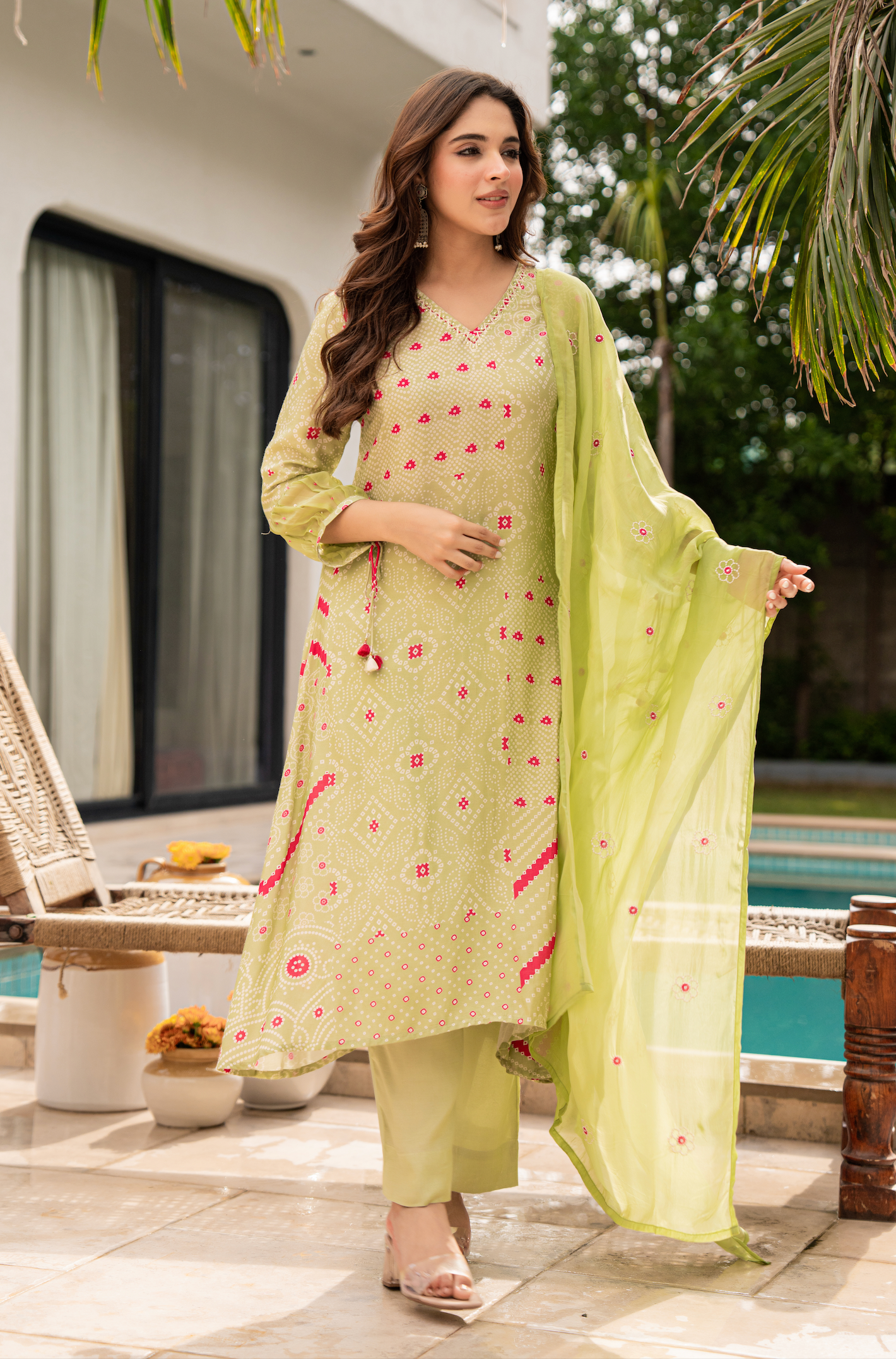Mint Blossom Muslin Suit Set
