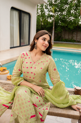 Mint Blossom Muslin Suit Set