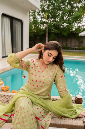 Mint Blossom Muslin Suit Set